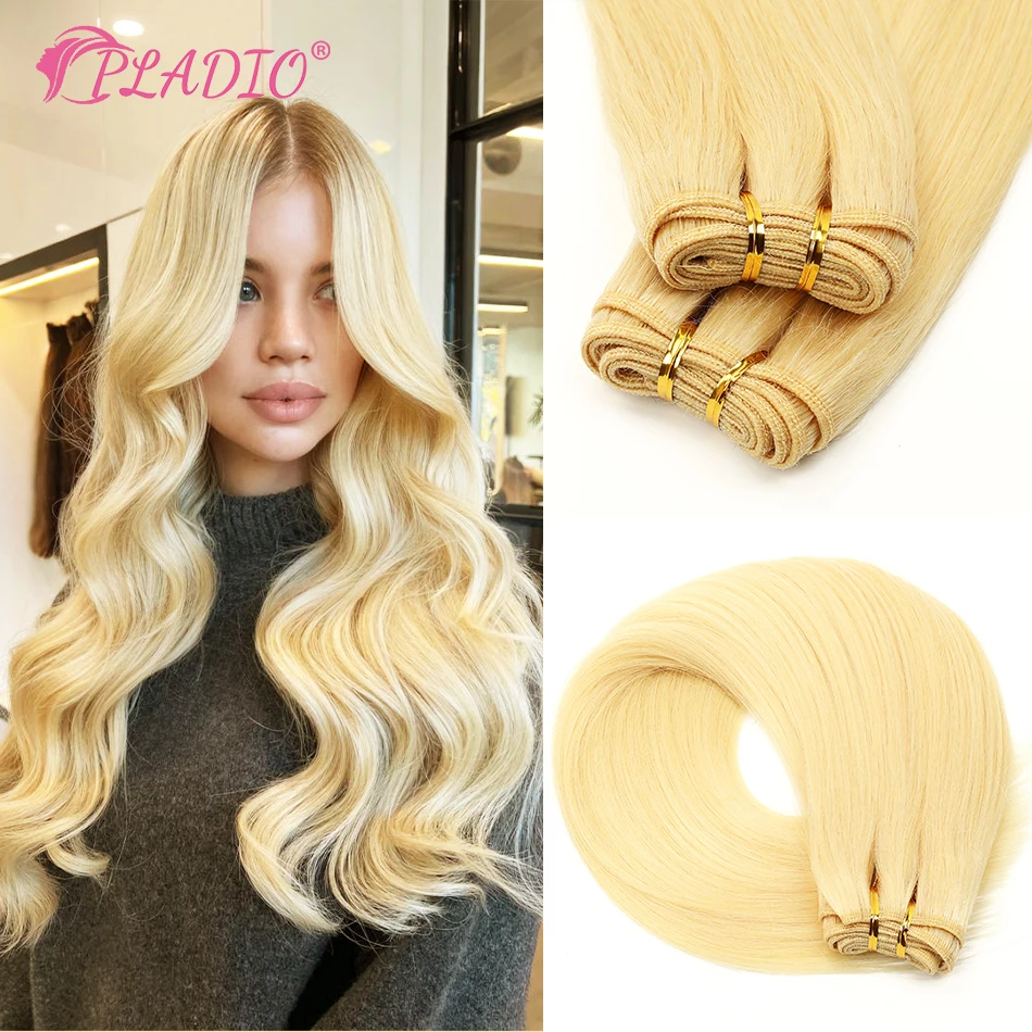 

Наборы прямых бразильских волос PLADIO, 14-28 дюймов, платиновый блонд, натуральные волосы Реми, шелковистые, мягкие, без спутывания