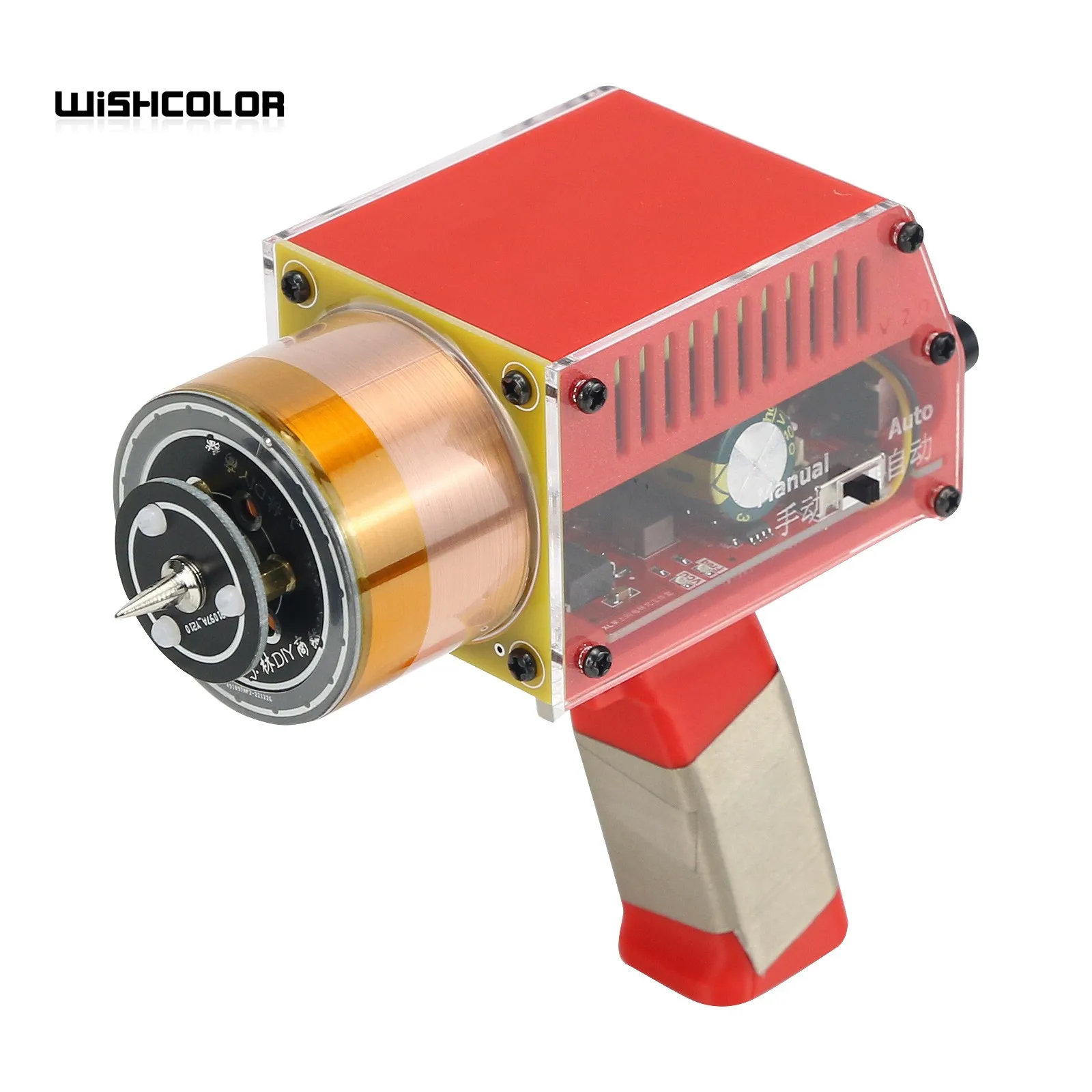 Wishcolor Handheld Tesla Coil Rechargeable Solid State Tesla Coil Manual & Automatic Modes with Red Shell