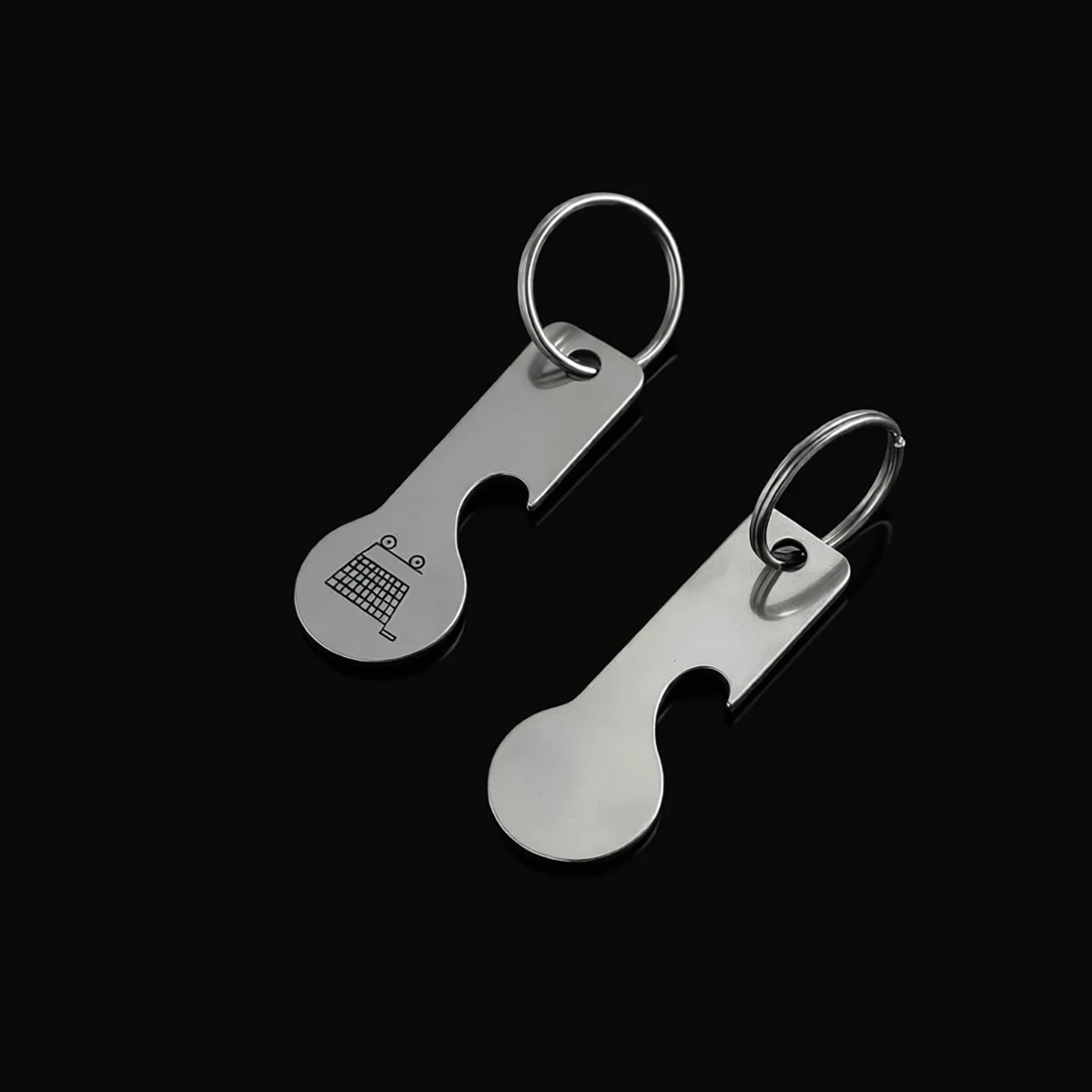 2Pcs Custom Name Keychain Supermarket Cart Token Customized Text Key Chain Festival Gift Personalized Text Beer Bottle Opener