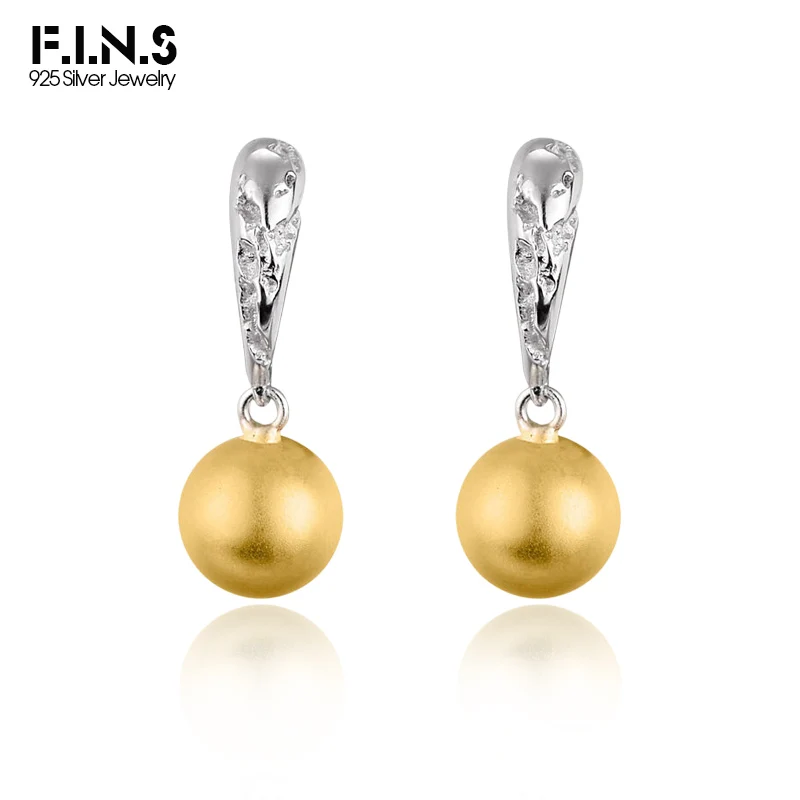 

F.I.N.S Original Sterling Silver Matte Bead Earrings Color Collision Texture Geometric Piercing Ear Studs Pendientes Plata 925