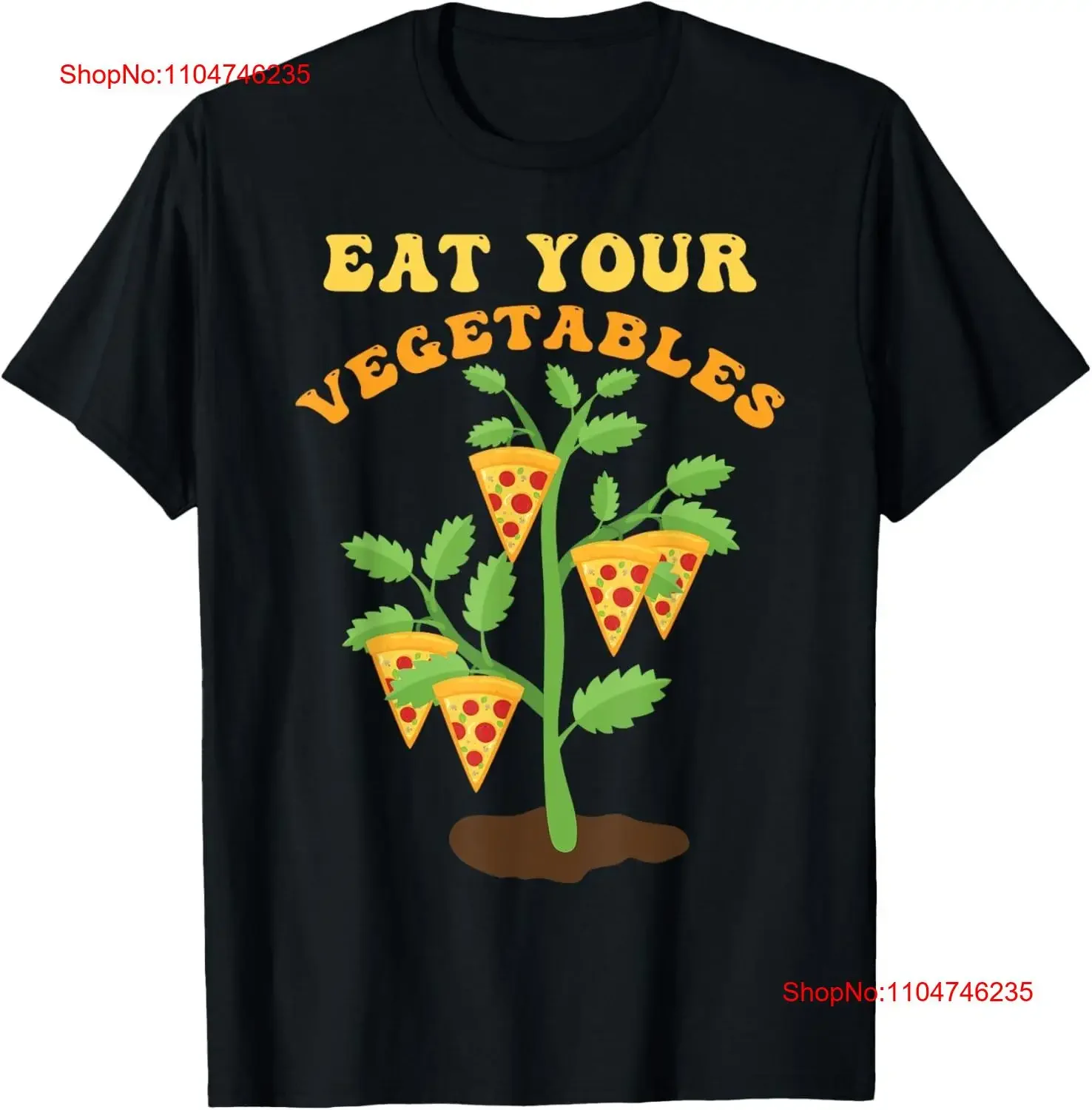 تي شيرت Eat Your Vegetables Pizza Quote تي شيرت عتيق مغسول ملابس الشارع الشهير ملابس مصممة مريحة قابلة للتنفس وناعمة وأنيقة #1