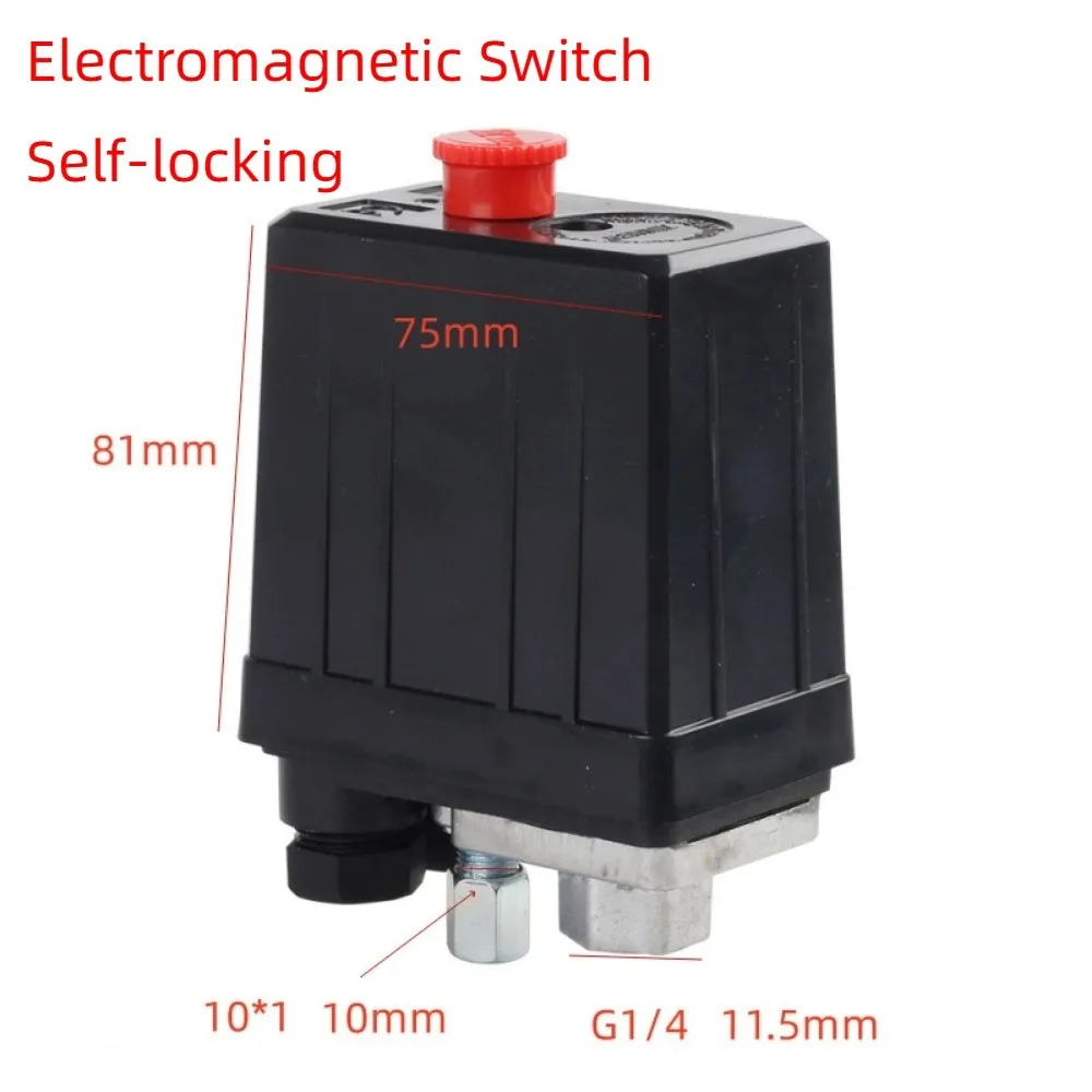 

Переключатель давления воздушного компрессора с пневматическим управлением, черный 1/4-портовый коллектор, автоматический переключатель давления воздуха, 220 В, 15 А, вертикальный тип