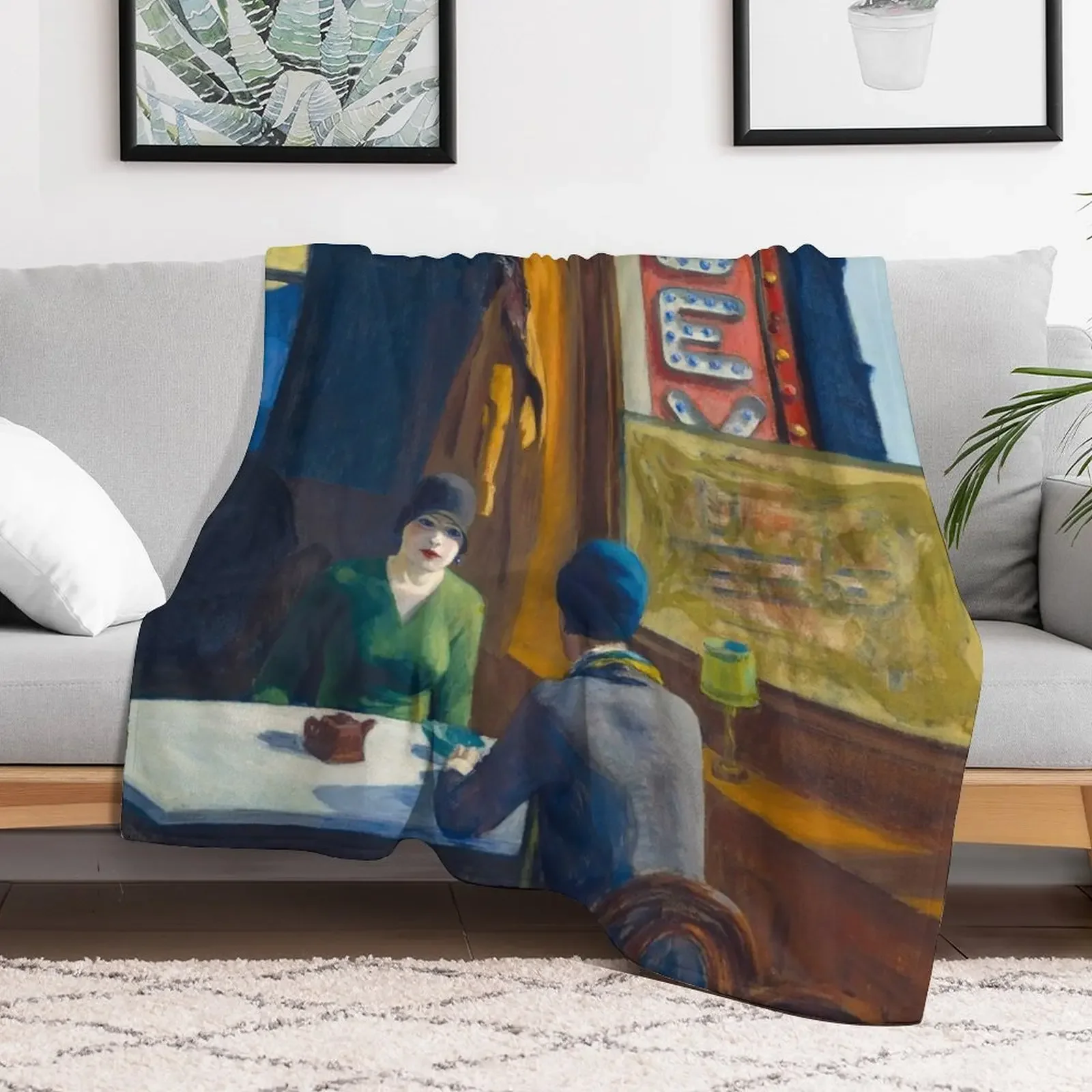 Chop Suey by Edward Hopper Throw Blanket blankets and throws Loose Hairy Blankets