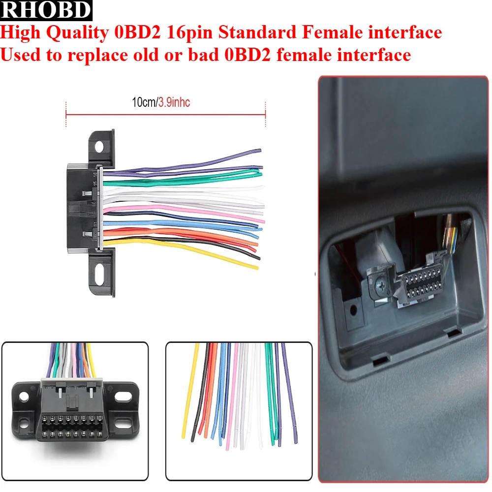

НОВЫЙ лучший 10 см DIY 16-контактный J1962 OBD2 удлинительный кабель для VW/Toyota/honda женский автомобильный диагностический автомобильный инструмент OBD 2 разъем