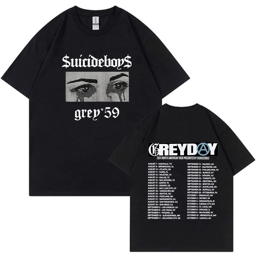 Suicideboys Grey Day Tour 2024 G59 Graphic T Shirts Men Hip Hop Retro Gothic Fashion Short Sleeve T-shirt Y2k Unisex Streetwear