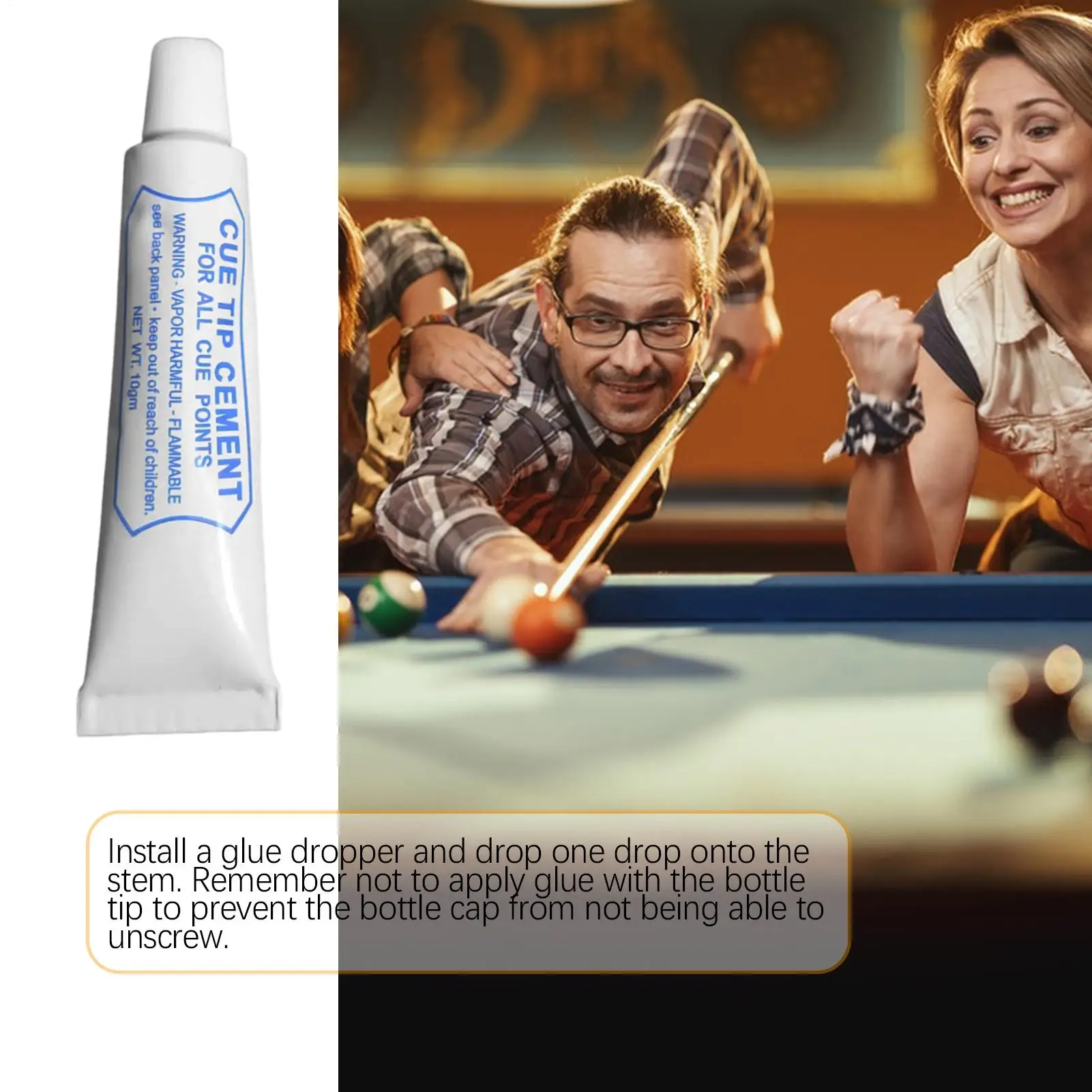 Cue Tip Glue For Pool Stick Cue Tip Repair Tool Billiard Cue Accessories Performance Stick Tips Quick-Drying Increased Friction view 3