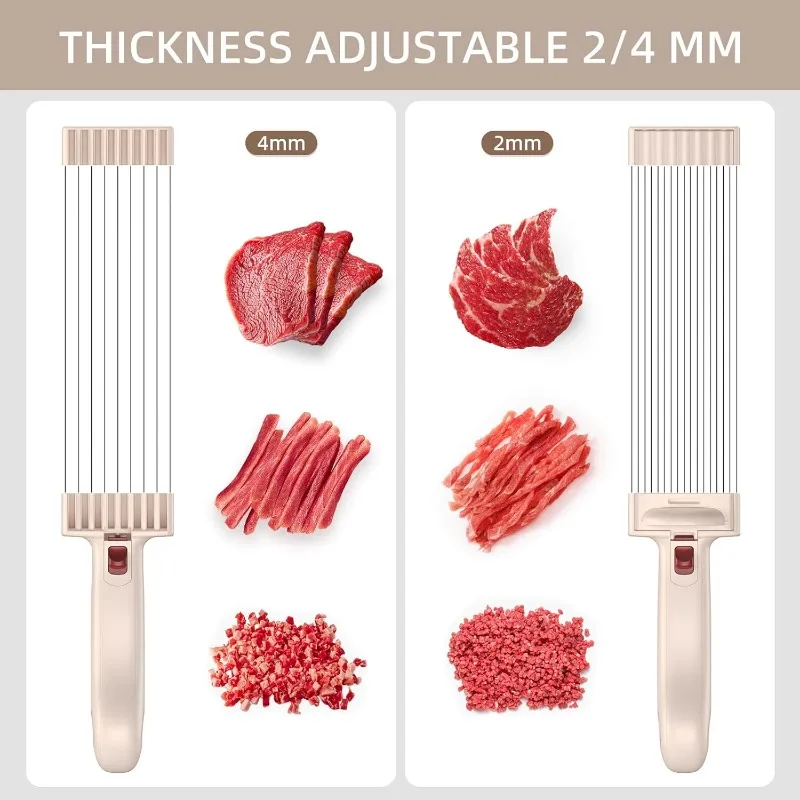 Meat Slicer for Fresh Meat, Thickness Adjustable 2 or 4 mm, 17 IN 1 Stainless Steel Cleaver Kitchen Knife