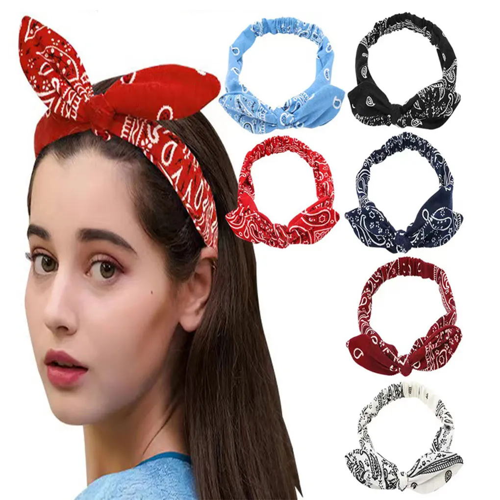 

6piece Paisley Bandana Vintage Head Bands Suitable For All Events Knotted Bow Headbands Hair Bands