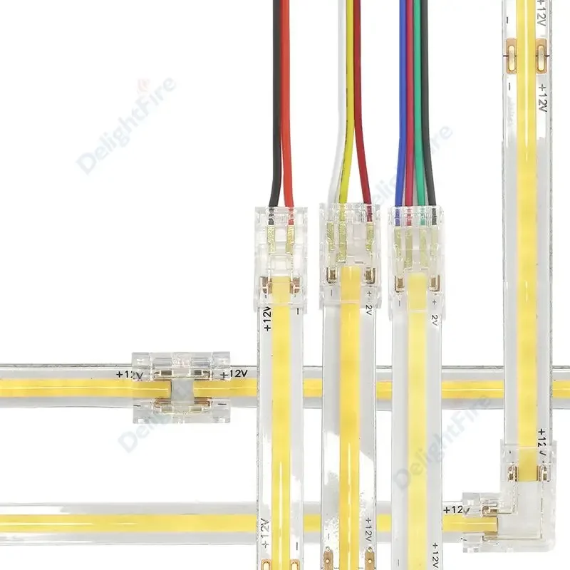 2pin LED Connectors 5/8/10mm LED Strip Right Angle Terminal Extension Wire COB LED Connector For 2835 5050 SMD COB Strip Lights