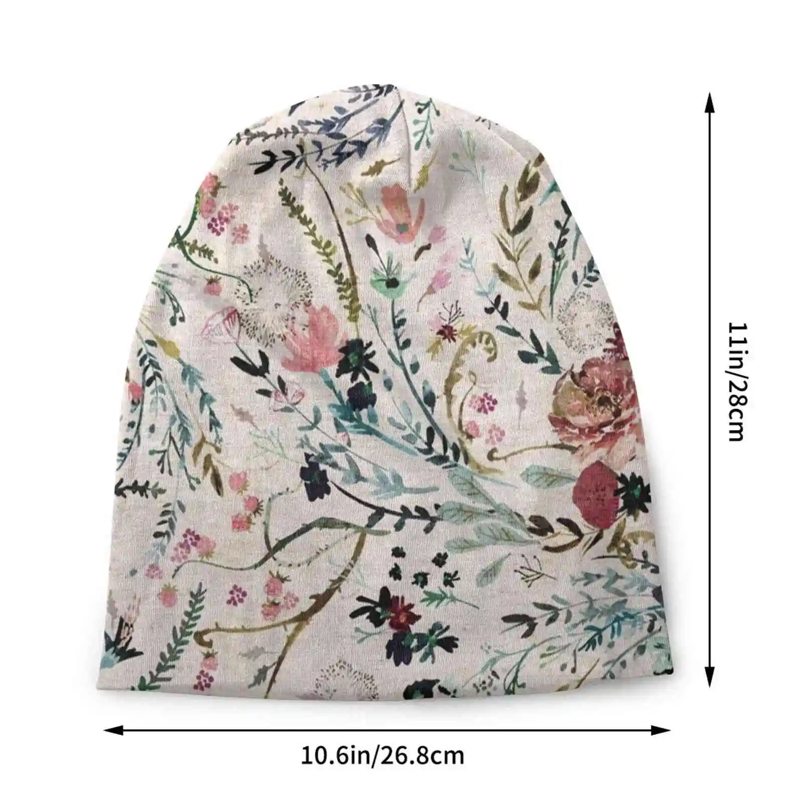 Fable Floral Knitted Hat Warm Beanie Outdoor Caps Floral Flowers Spring Leaves Leaf Vintage Blossom Seed Nature Natural Garden