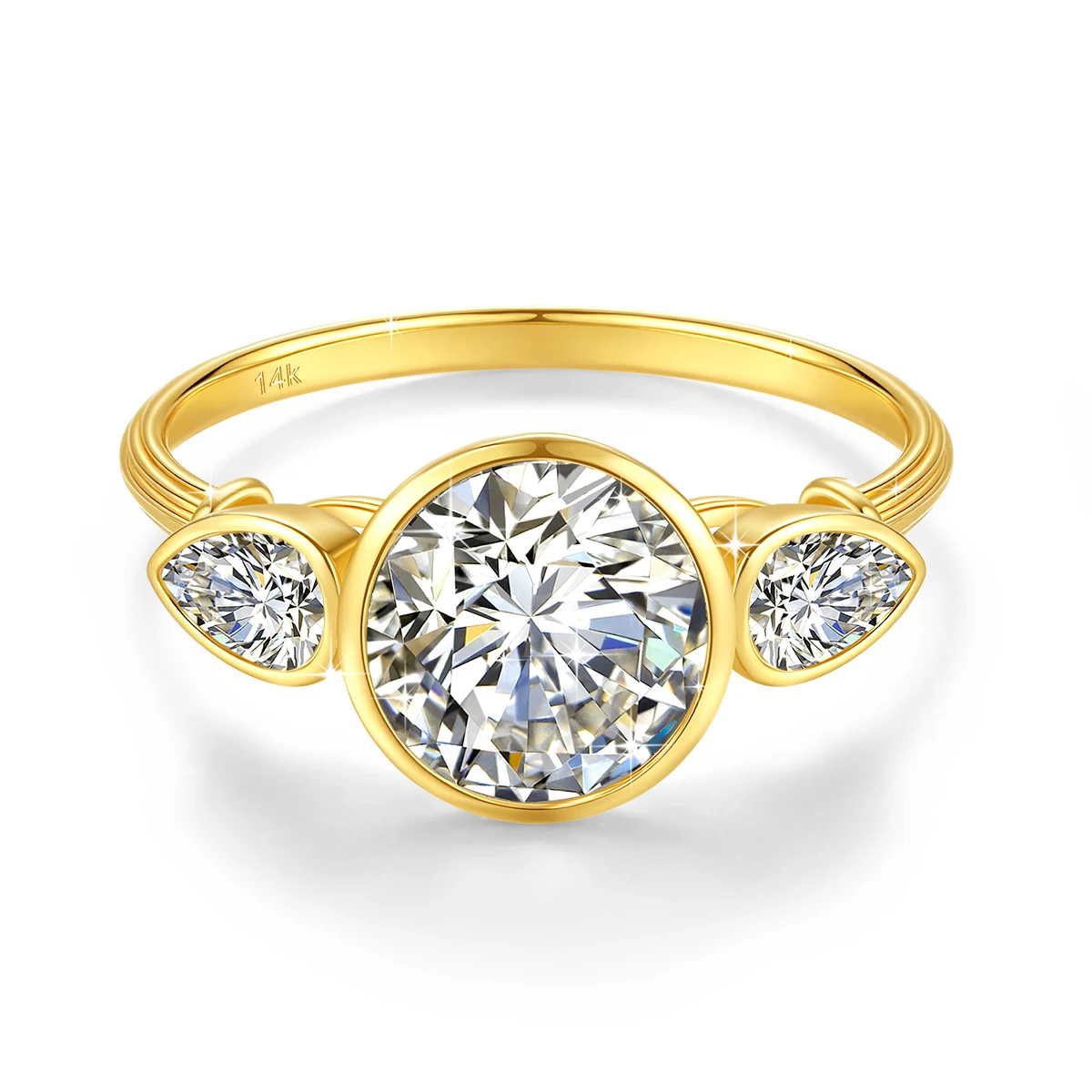AU585 Gold Pear Cut Moissanite Engagement Ring for Women 14K Full Moissanite Wedding Band with Jewelry Gift Box Custom Jewelry