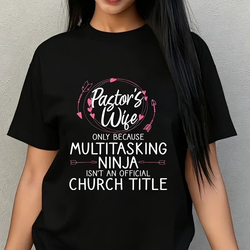 Funny Pastor Wife Design Women Mom Pastor Wife Appreciation Women's Plus Size T-Shirt 100% Cotton 220g