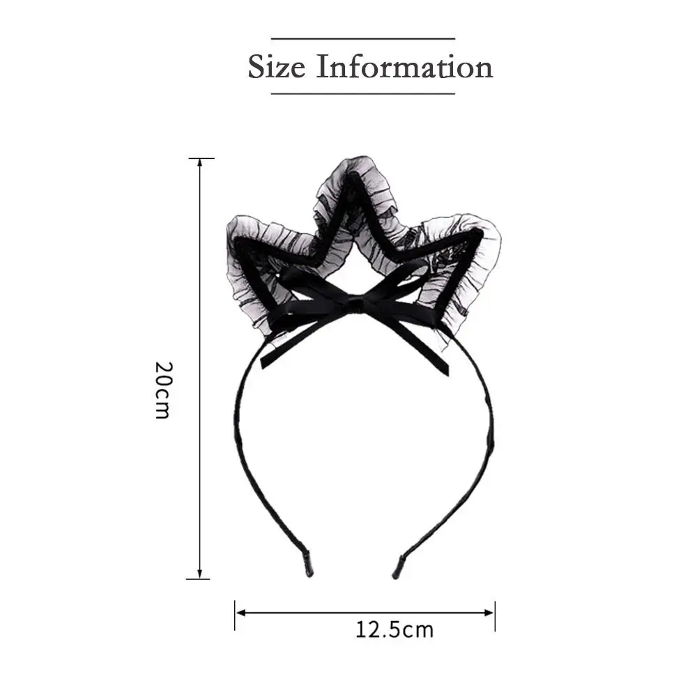 Retro Lace Large Bow Hair Hoop Polka Dot Stage Hair Accessories Cat Ear Hair Band Gift Cute Headband