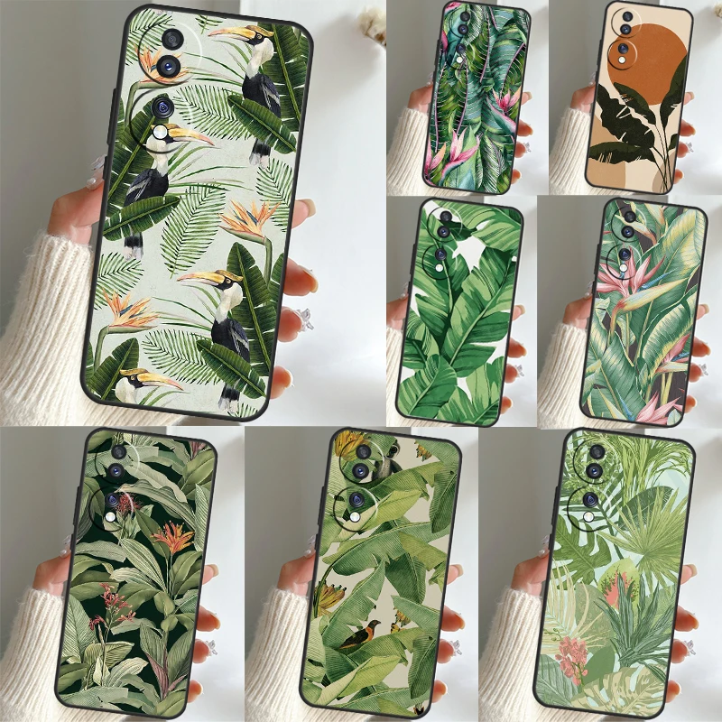 Retro Banana Leaf Plant Case For Huawei P30 Lite P20 P40 P50 Pro Nova 5T P Smart 2019 Honor X8 50 70 X7 X9a Cover