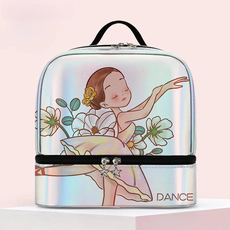 Silver Ballet Bags For Girls Preschool Children Backpack For Dance Ballerina Kids Bags Cute Laser Shiny Ballet Dance Bag