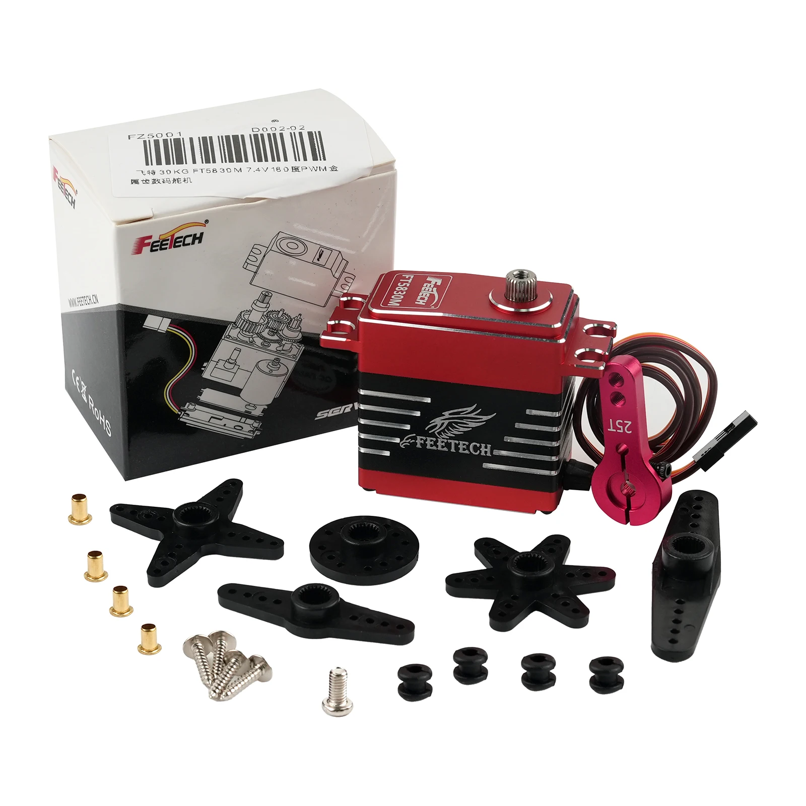 

Feetech FT5830M 30KG Digital RC Servo Motor 7.4V 180 Degree Metal Gear 25T Servos Horn Arm for RC Cars Crawler Buggy Helicopter