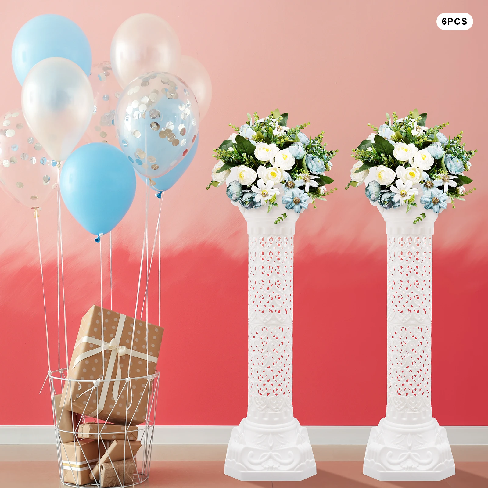 

2-х шт., белая римская подставка для цветов, большой классический садовый держатель для цветочного горшка в помещении и на открытом воздухе, римская стойка для растений