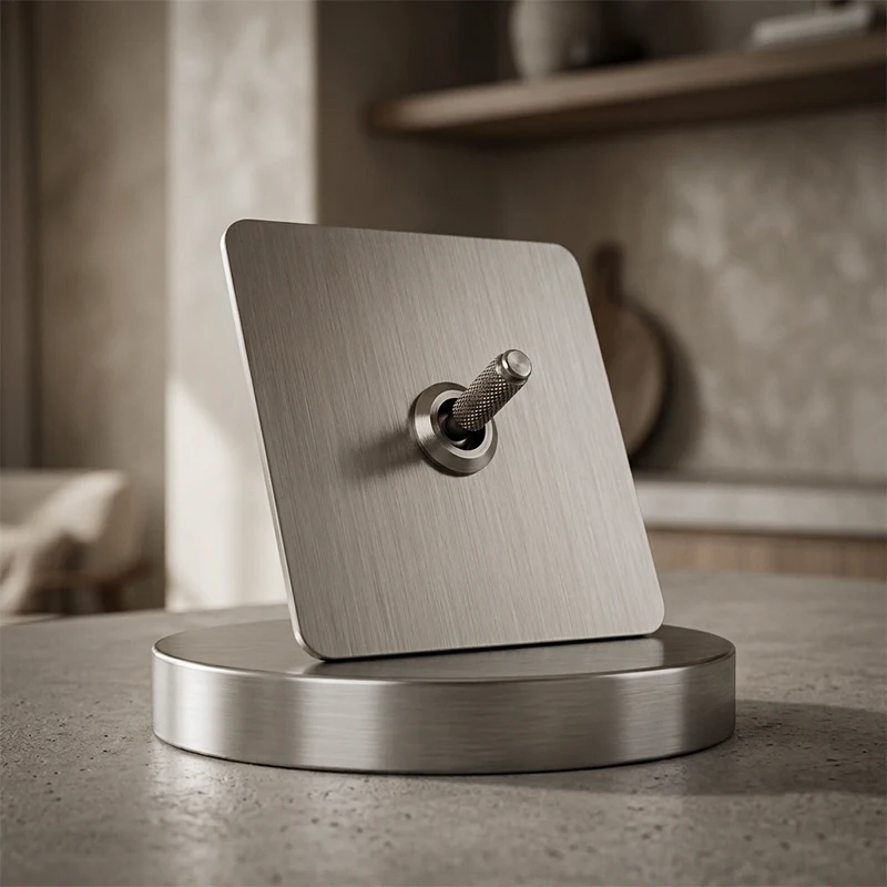 YINKA Stainless Steel Wall Light Switch Polished Nickel Finish with Matching Toggle, Decorative Electrical Switch 110-250V AC