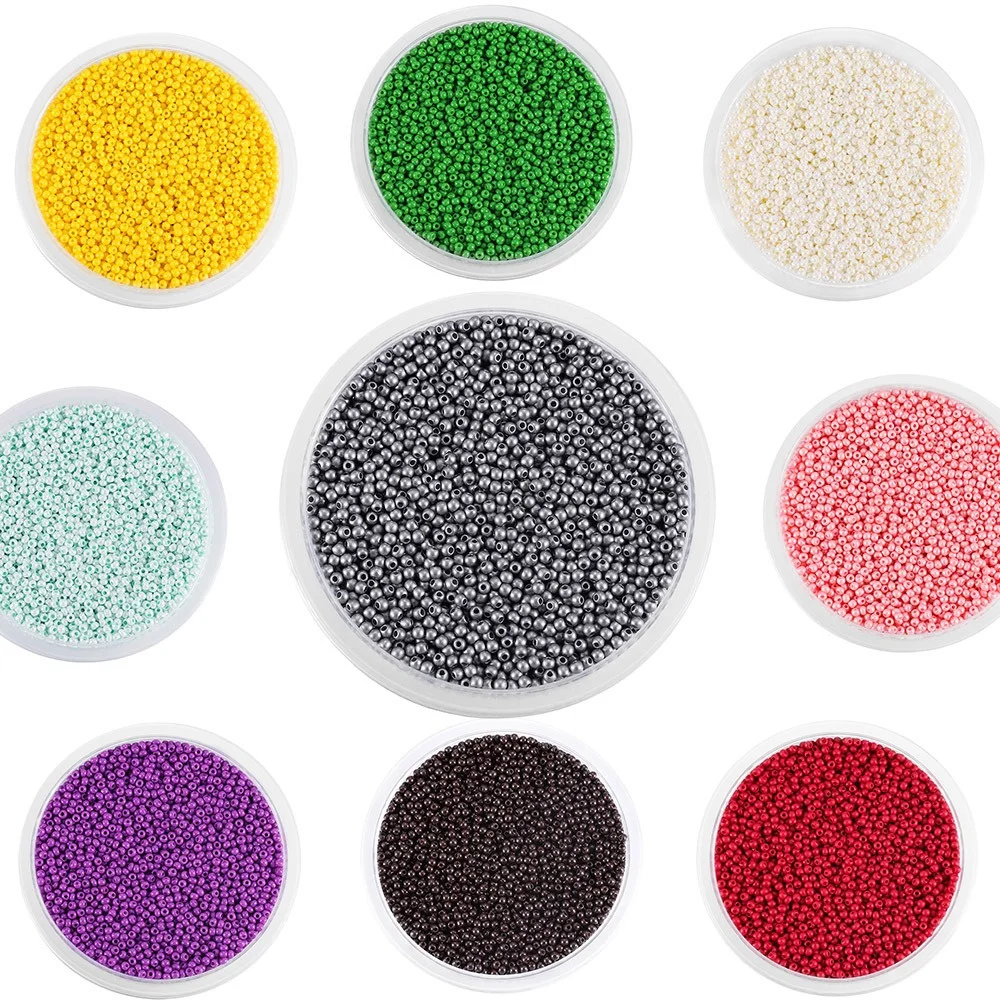 DIY handmade beaded loose bead Multi-color 2mm glass rice beads Color mixing interval rice beads clothing jewelry material