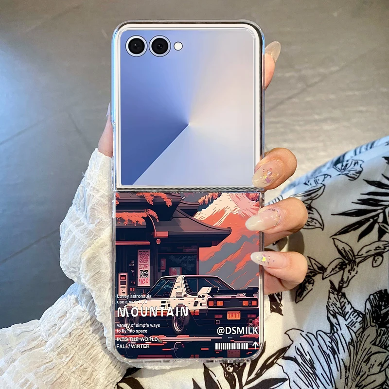 Mountain Scenery Printed Phone Case For Samsung Galaxy Z Flip 8 7 FE 6 5 4 3 Clear Hard PC Back Cover For Samsung Z Flip8 Flip7