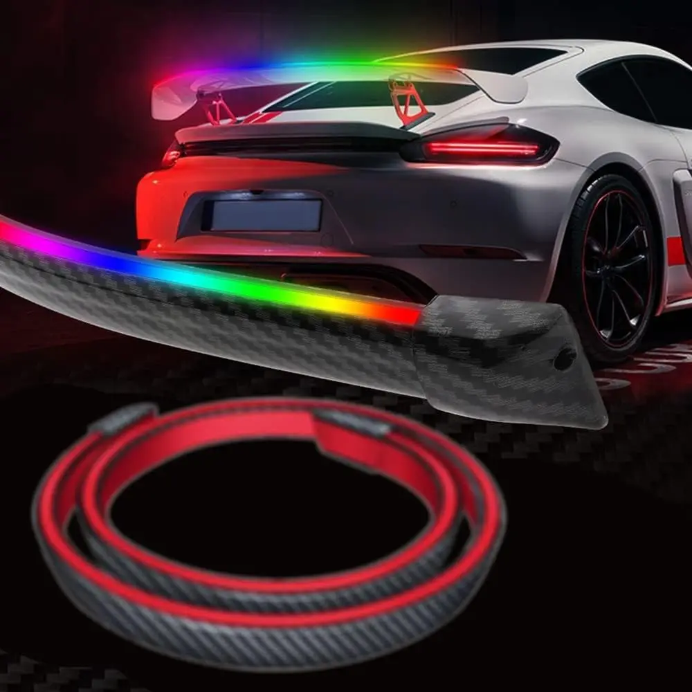 51 Inch Coloured Car Drift Tail light Universal LED Car Carbon Fibre car Light Trunk Roof Wing Light Strip with Turn Signal 12v