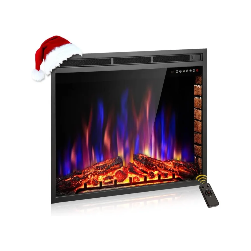 

39 Inch Electric Fireplace Insert, Electric Heater with Touch Screen,Colorful Flame & Timer Control,750W-1500W and Remote