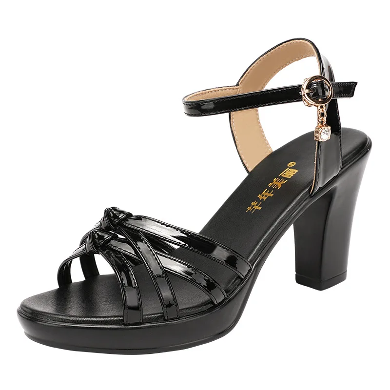 GKTINOO Peep Toe Ladies Summer Shoes Patent Leather Women Buckle Strap Sandals High Heel Woman 2024 New Female Platform Sandals