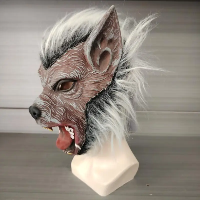 Werwolf Maske Realistische Wölfe Cosplay Masken mit Haar Latex Wolf Anime Halloween Kostüm Karneval Party Maskerade Helm