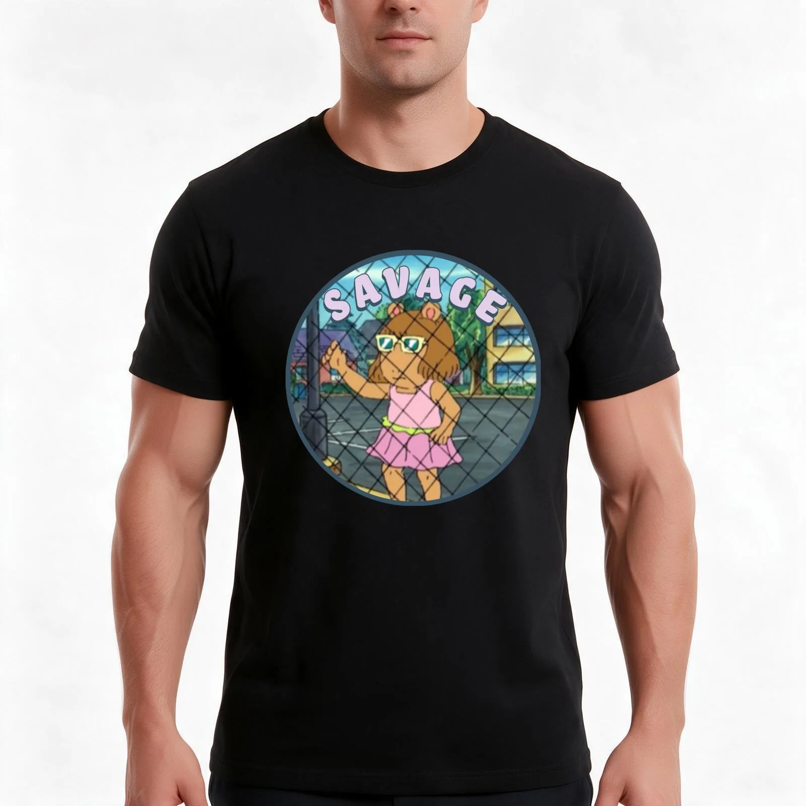 DW with Sunglasses from Arthur Meme Savage T-Shirt Summer Casual Cotton Tee Oversized Streetwear Tops Vintage Graphic Print