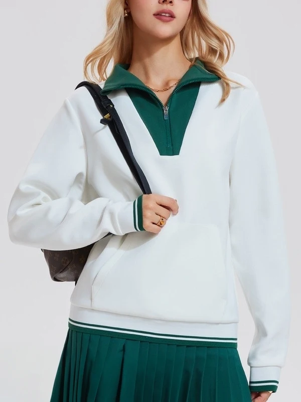 

Американская толстовка с длинным светом, женская повседневная толстовка с высоким воротником, осень-зима, винтажная лоскутная толстовка с откидным воротником, длинные свитшоты све