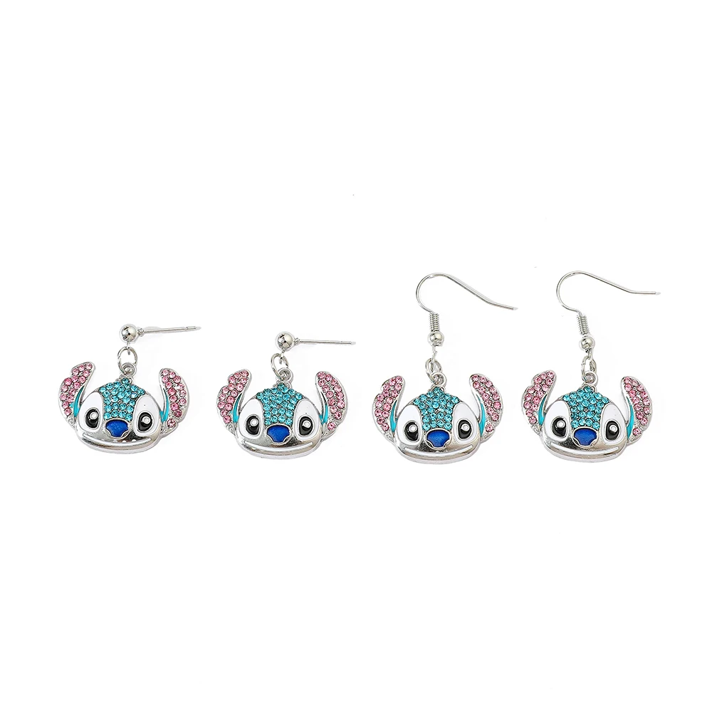 Cute Disney Stitch Cartoon Earring Creative Fine Rhinestone Pendant Earring Sweet Girl Earring Gift for Good Friends