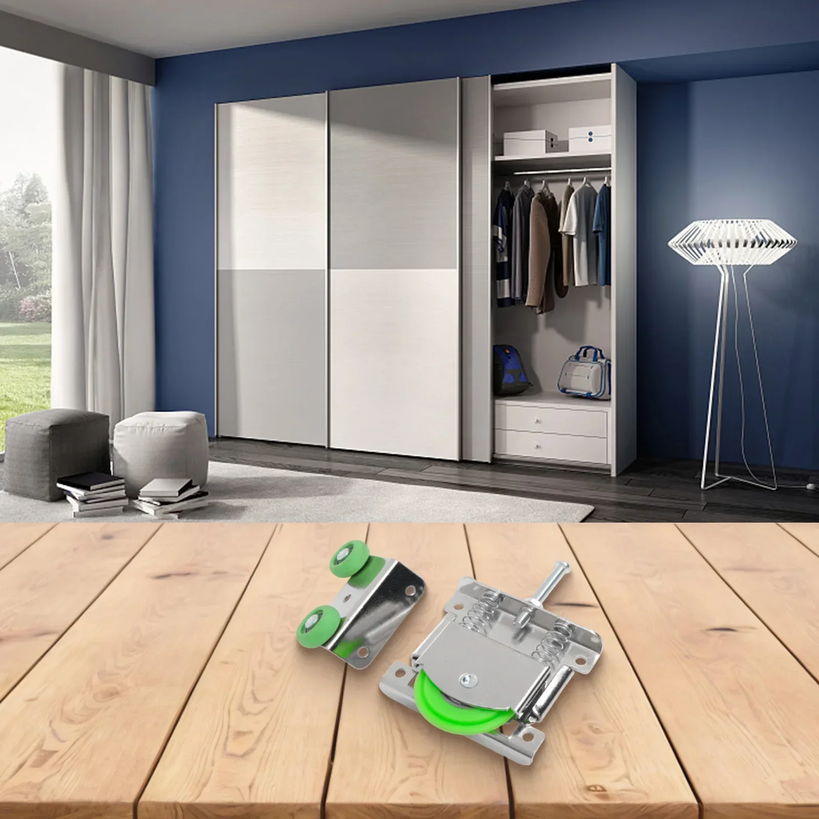 2pcs Sliding Door Pulley Closet Sliding Door Pulley Wardrobe Sliding Door Lower Wheel Home Furniture Hardware Accessories
