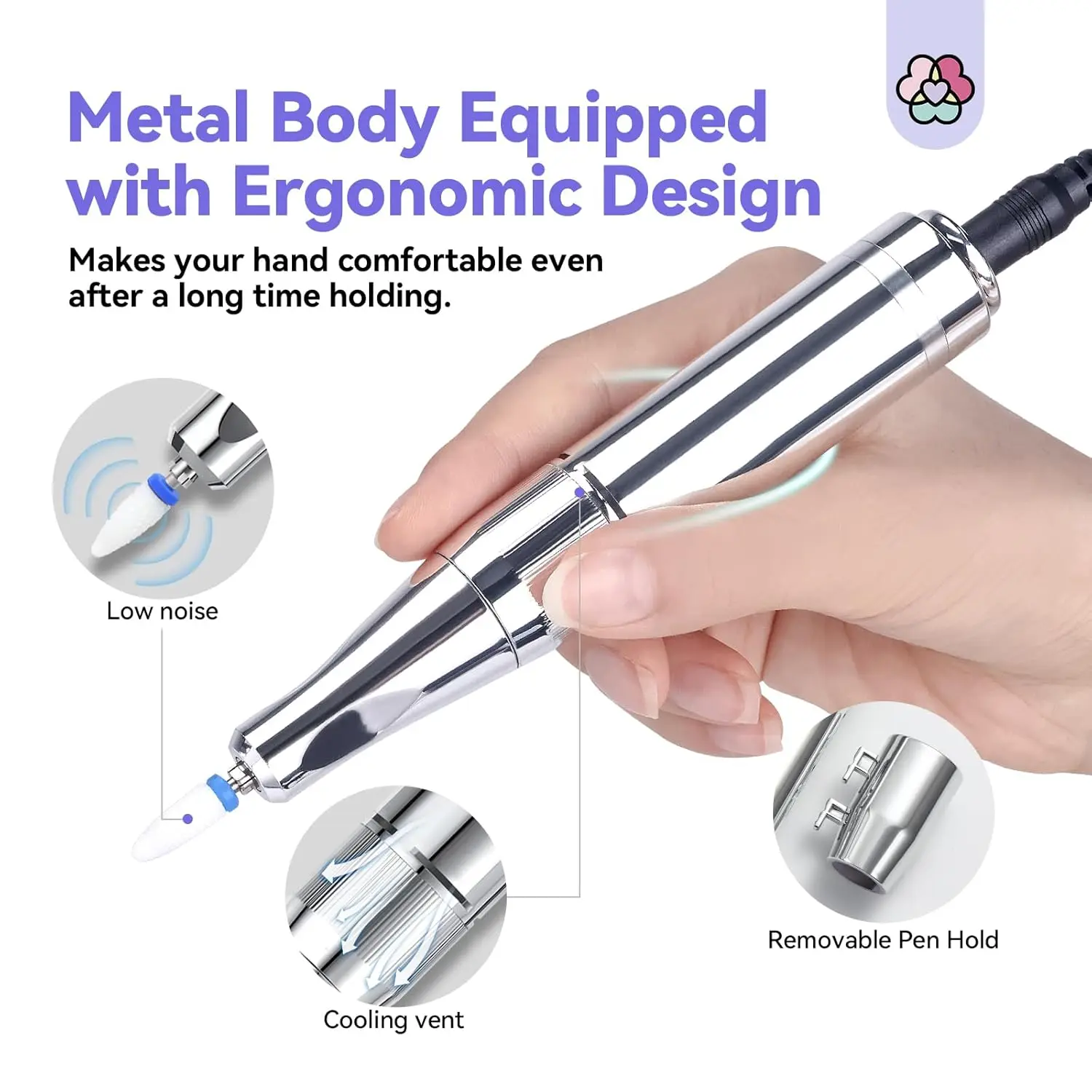 Professional Electric Nail Drill Kit: 40000RPM Portable E-File with Rechargeable Battery for Acrylic Gel Nails