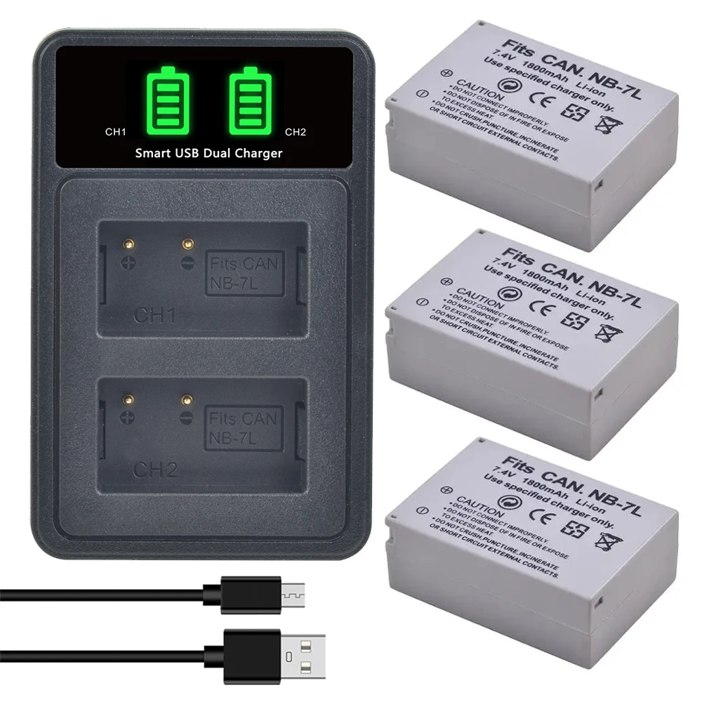 

DuraPro 1800mAh NB-7L NB 7L Bateria NB7L Battery + Charger for Canon PowerShot G10 G11 G12 SX30 is Digital Camera