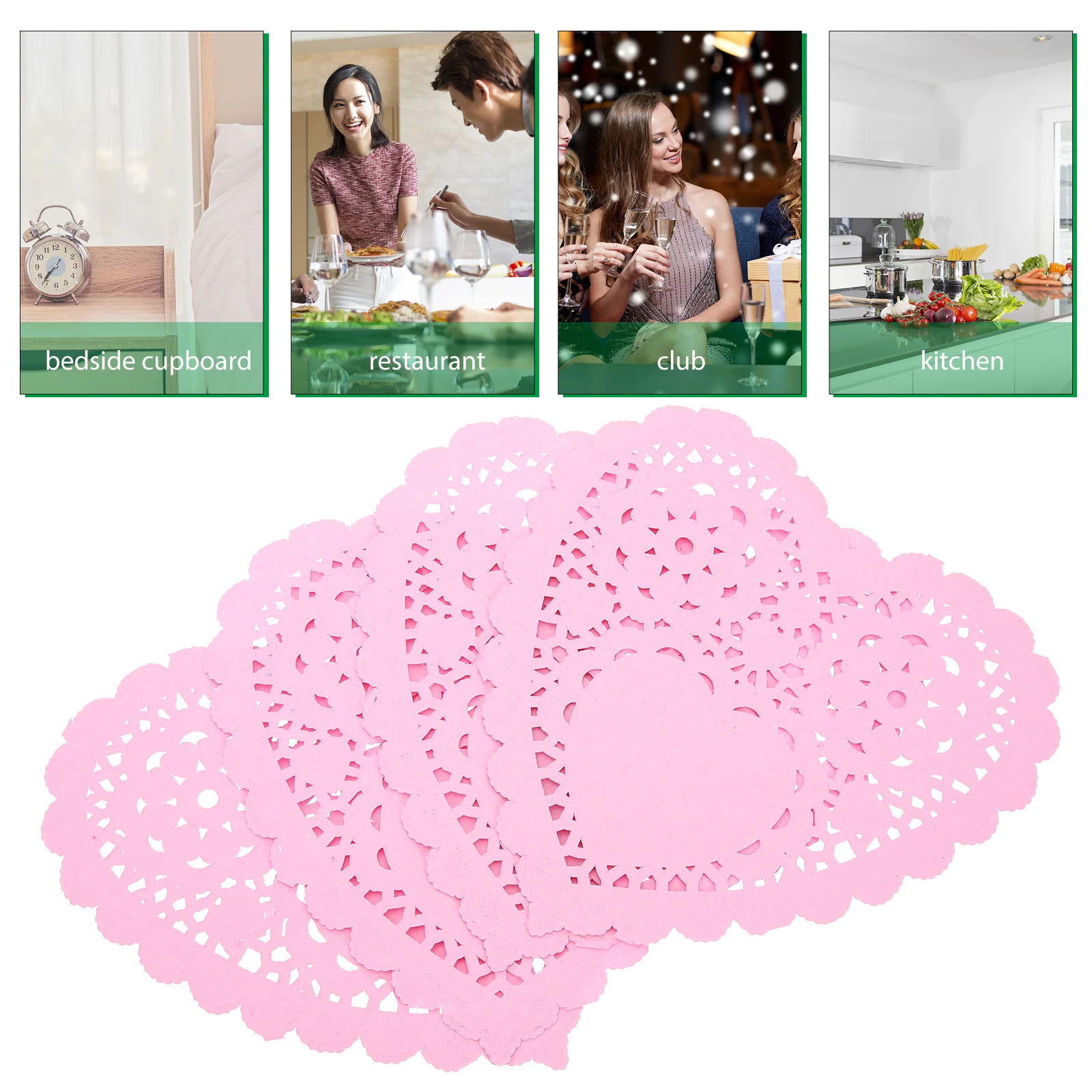 

100pcs Heart Shaped Paper Doilies Placemats Valentine Decoration Pink Plates Disposable Tabletop Crafts Modern Coast Drinks