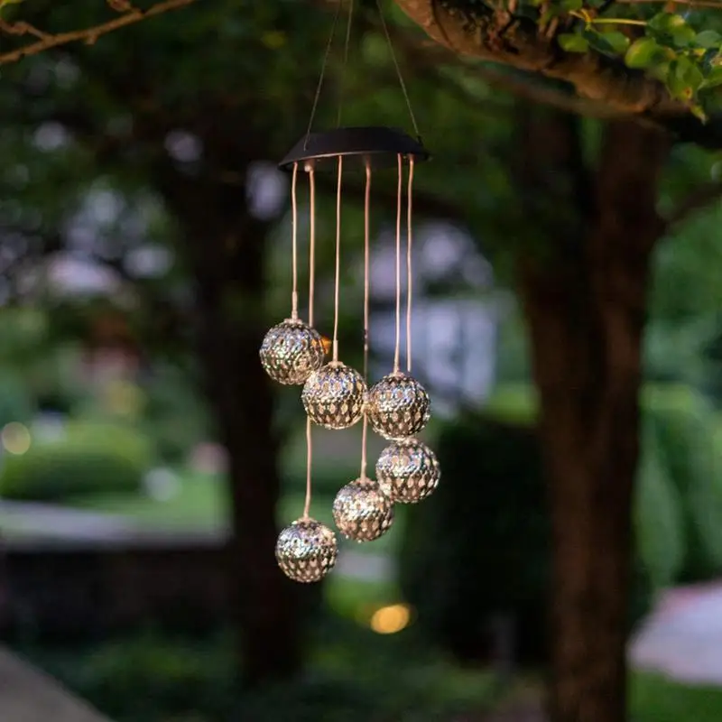 

Led Wind Chimes Solar Powered Wind Bells 6 Balls Solar Light Wind Chimes Waterproof Decorative Outside Windchimes For Garden