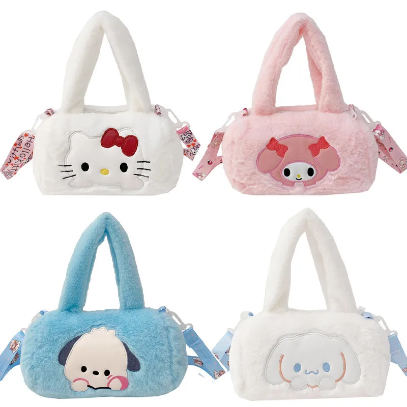 Sanrio Plush Bag Kawaii Cinnamoroll Backpack Storage Shoulder Hello Kitty Kuromi Makeup Bag For Women Christmas Gifts For Girls