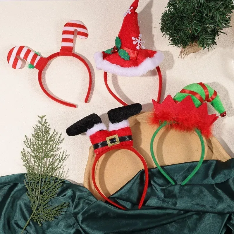 Aro de pelo de Cosplay de Navidad para hombres y mujeres, sombrero de Papá Noel, pierna, diadema de fiesta de Festival para niñas y niños, decoración de cabeza