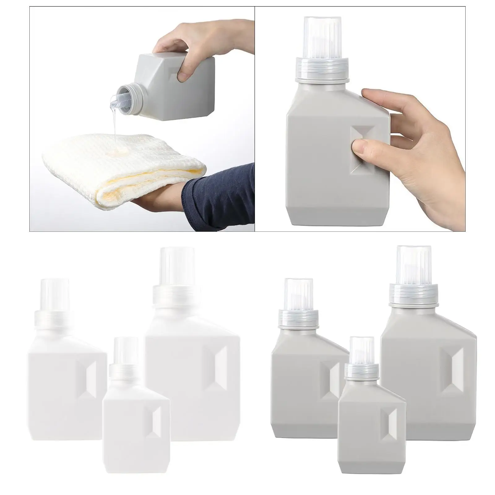 زجاجة غسيل بلاستيكية فارغة ، علامة قابلة لإعادة الاستخدام منشورة لسائل المنظفات ، المنزل