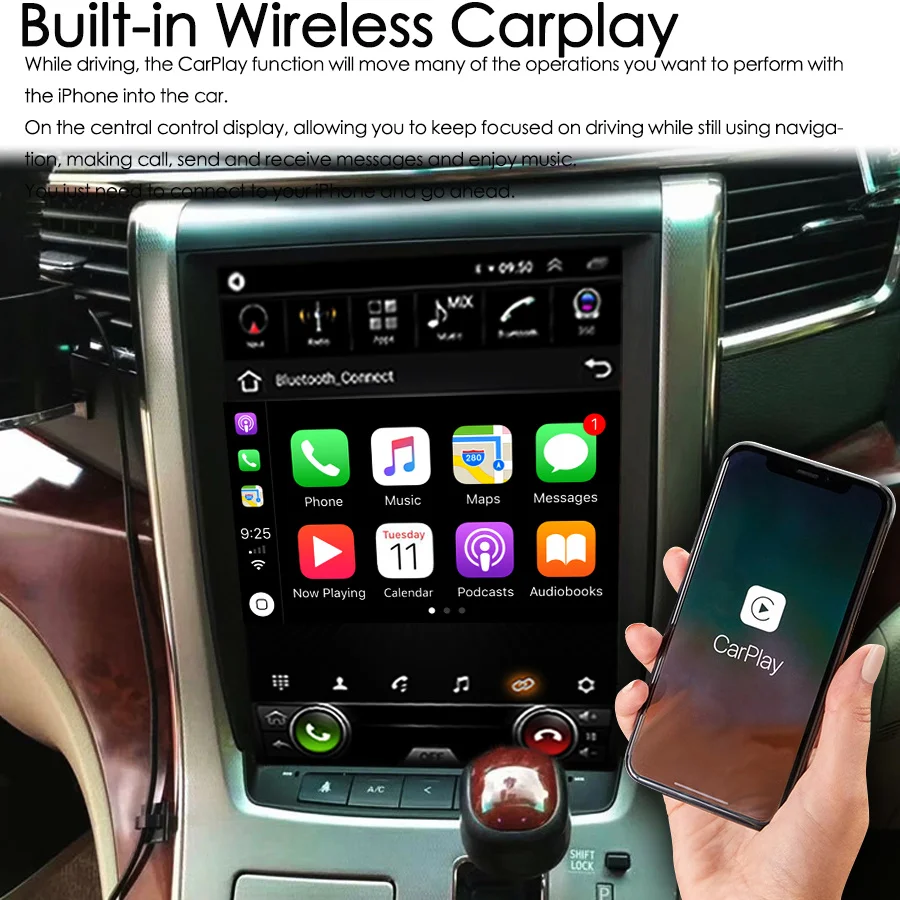 12.1inch Android Vertical Screen Car Radio Navigation Stereo Player For Toyota VELLFIRE Alphard ANH20 A20 DSP GPS Carplay Audio