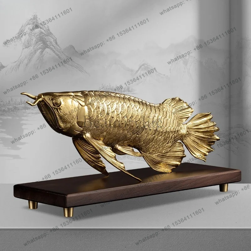 high-grade brass golden arowana living room porch TV cabinet decoration office desktop ornament