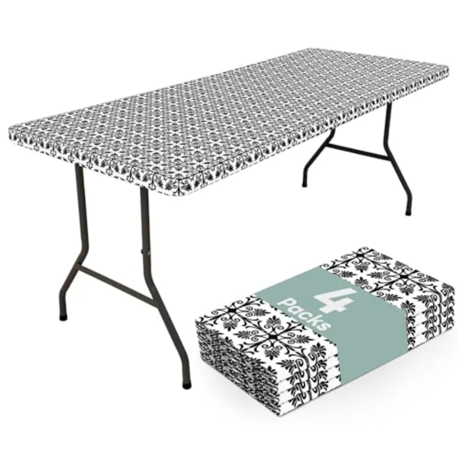 

Набор из 6 прямоугольных скатертей для пикника: эластичные, водонепроницаемые, ветрозащитные, моющиеся полиэстеровые чехлы для стола для кемпинга
