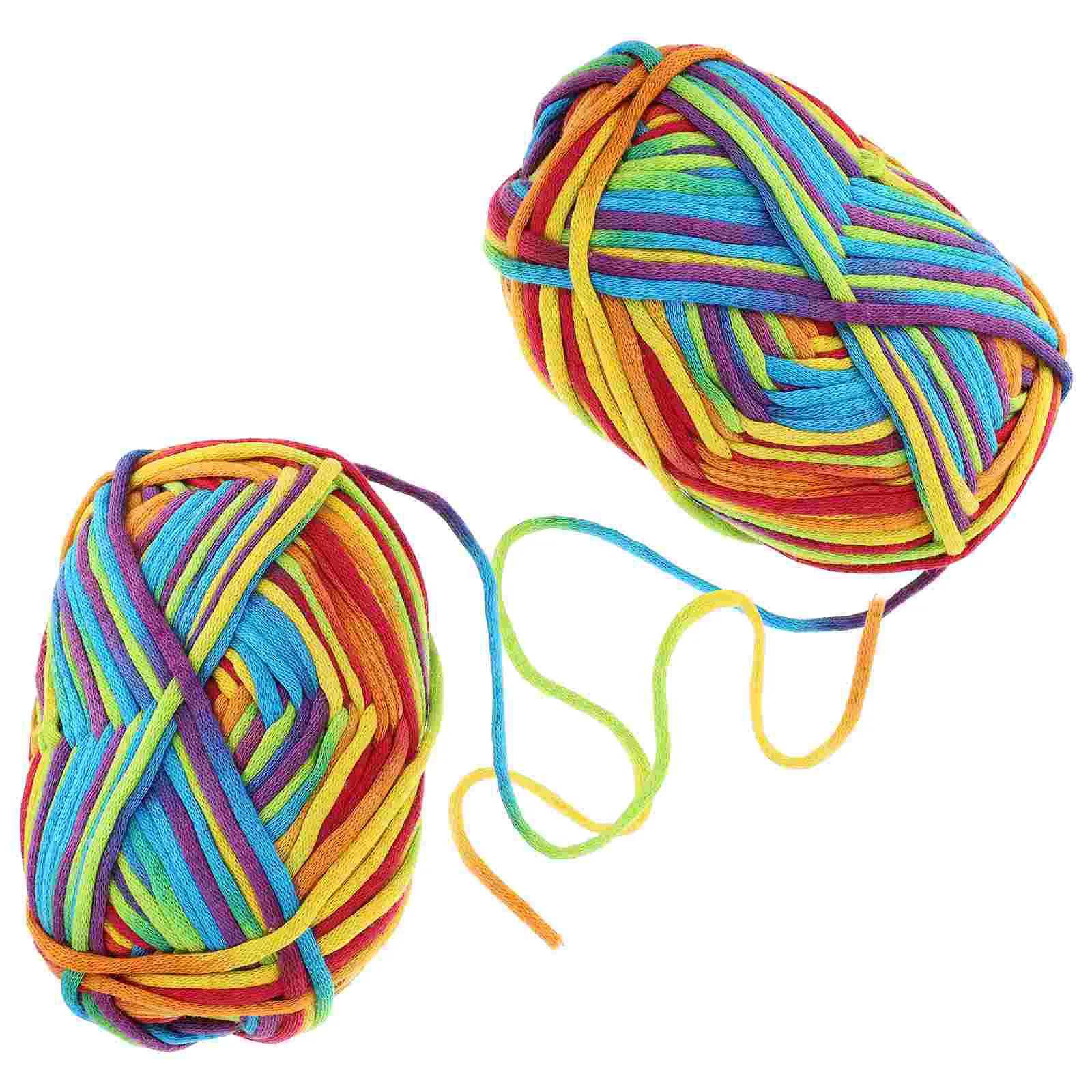 

2 Pcs Handmade Rainbow Scarf Cotton Yarn Crochet Yarn Multi Function Knitting Accessory Handmade Craft Home Decor