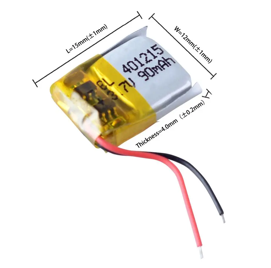 3.7V 90mAh 401215 Rechargeable Lithium Li-ion Polymer Battery for MP3 MP4 Headset small toy Bluetooth 3D glasses Smart watch