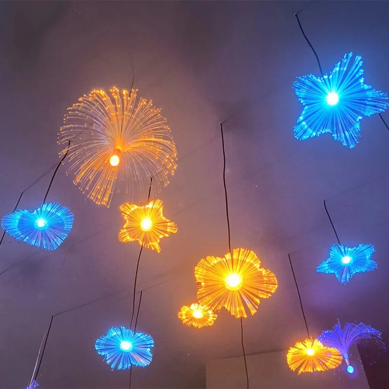 LED Fiber Optic Decorative Lights Festive Atmosphere Tree Hanging Lights Spring Festival Fiber Jellyfish Lights Street Lighting