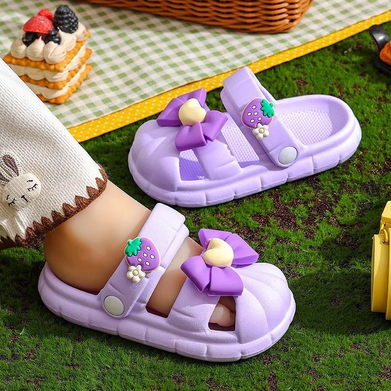 Children's sandals New bow Princess children cool slippers summer indoor soft soled girls sandals non-slip summer