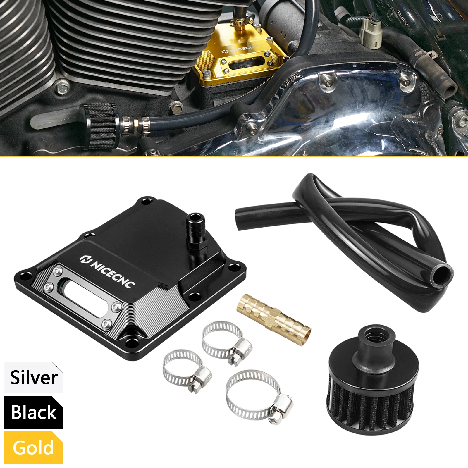 

For 2017-2023 2024 Harley Road Glide Road King/Special Transmission Top Cover Breather Filter Kit for Harley Ultra Limited FLHTK