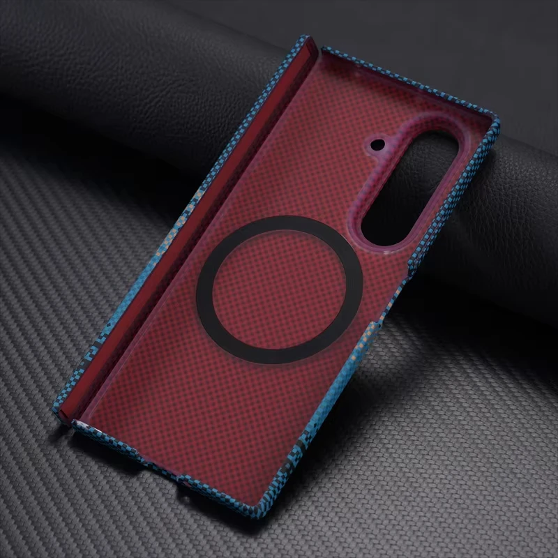 Etui z włókna węglowego z PC, z osłoną na zawiasy i folią ochronną na ekran, do Samsung Galaxy Z Fold 8 Ultra 7 6 5 4, z magnetyczną obsługą ładowania bezprzewodowego. — zdjęcie produktu 5