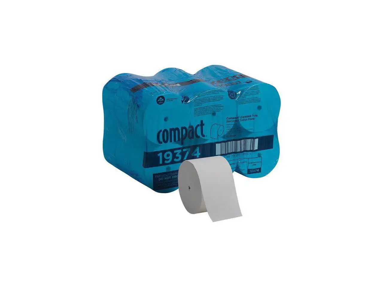 Kompaktes, kernloses, einlagiges Badetuch, septic Safe, weiß, 3.000 Blatt/Rolle, 18 Rollen/Karton