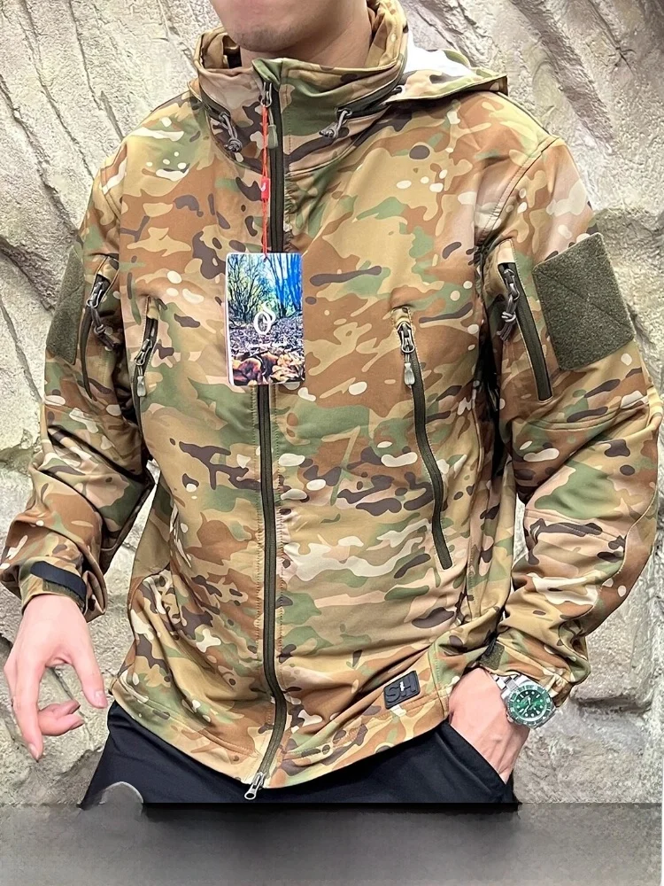 

Мужская тактическая куртка Softshell: водонепроницаемая, износостойкая, с флисовой подкладкой, осенне-зимняя, новинка, для активного отдыха, ветрозащитная